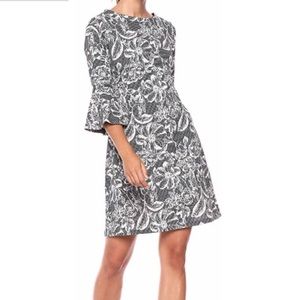 Tommy Hilfiger tweed 3/4 bell sleeve black white dress women’s size 4